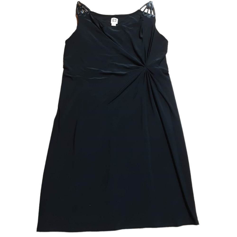 Anne Klein Women's Sleeveless A-Line Scoop Neck Dress Black (Size: 16)